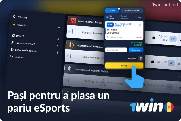 Etapele pariurilor eSport la 1win MD